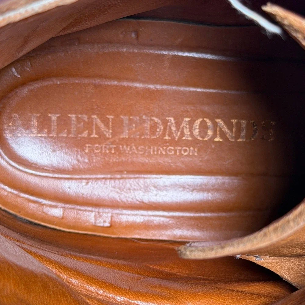 Allen Edmonds Patton Boots Mens 10 Brown Leather Cap Toe Lace Up Combat Dainite